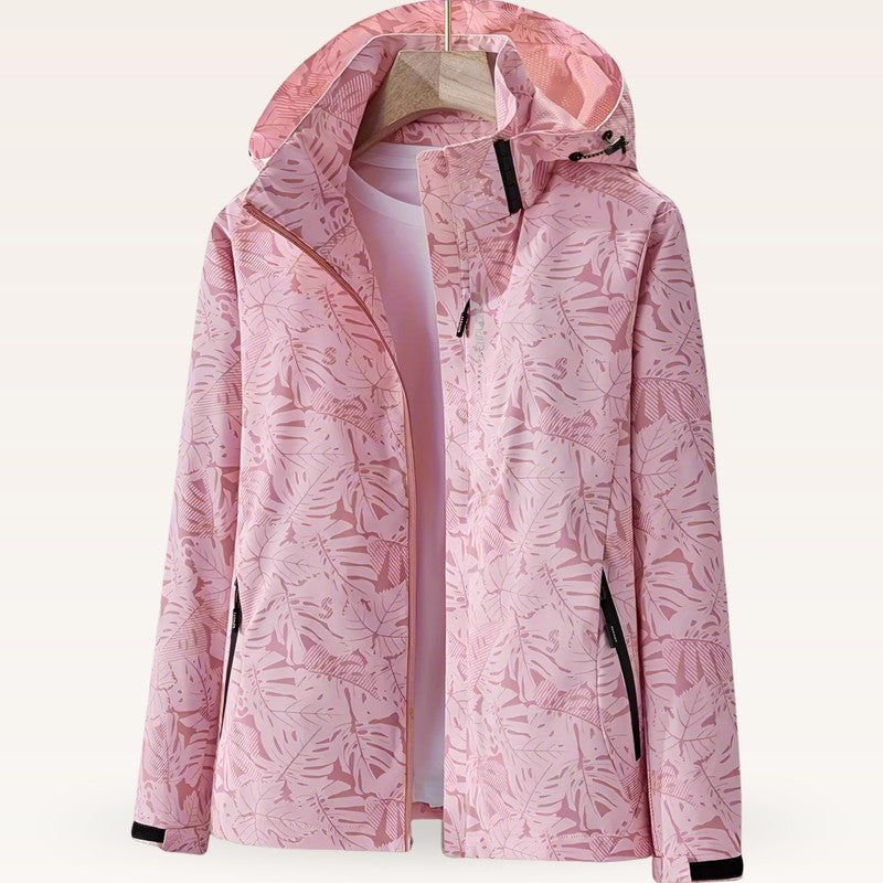 Women's Hooded Jacket - Leaf Print