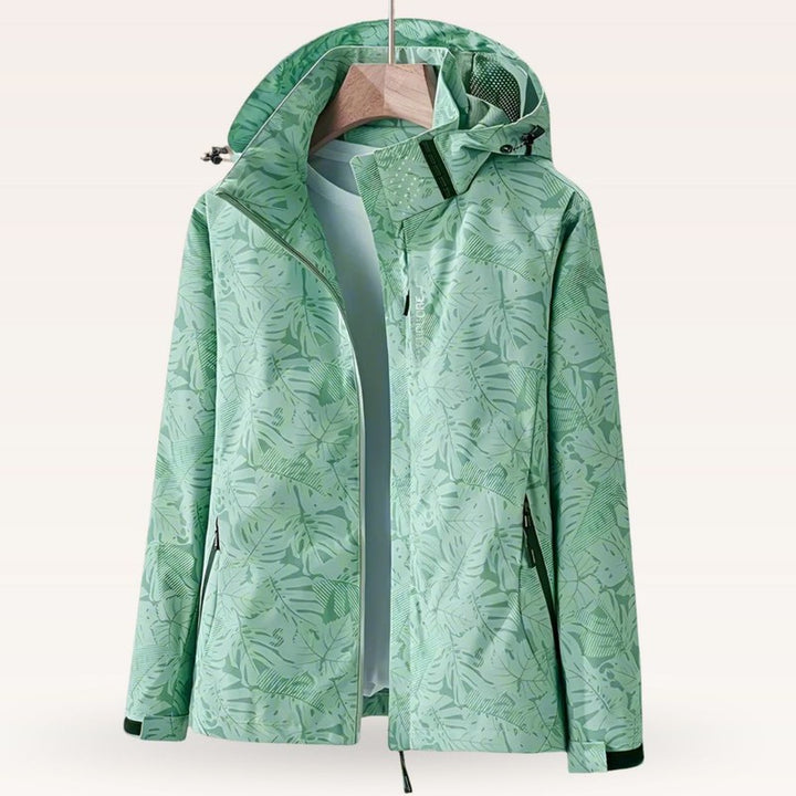 Women's Hooded Jacket - Leaf Print