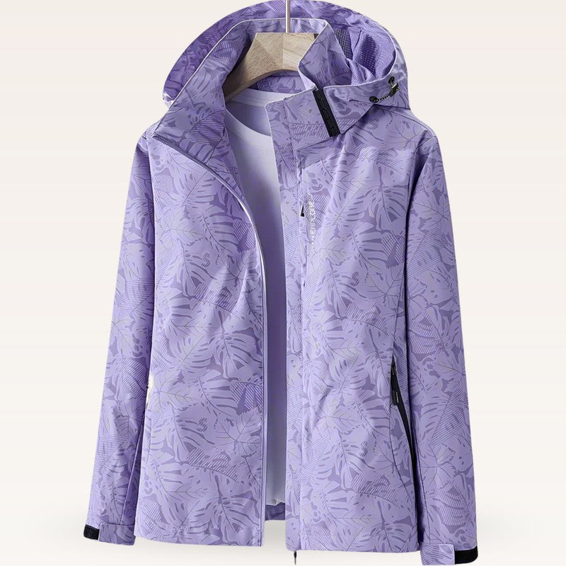 Women's Hooded Jacket - Leaf Print
