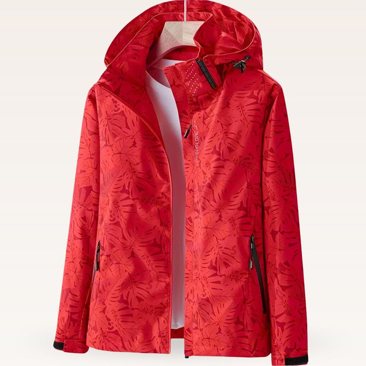 Women's Hooded Jacket - Leaf Print