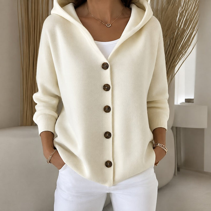 Women's Hooded Knit Cardigan - Button-Front