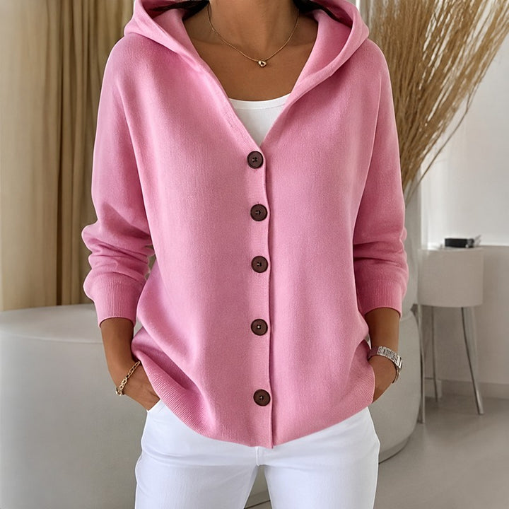 Women's Hooded Knit Cardigan - Button-Front