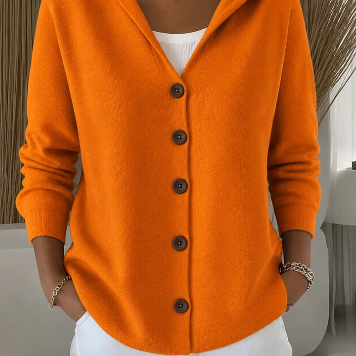 Women's Hooded Knit Cardigan - Button-Front