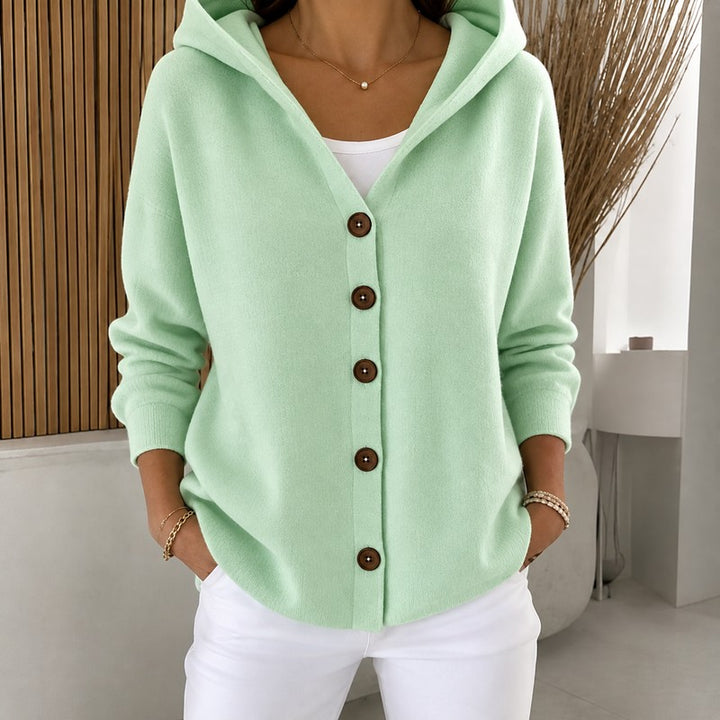 Women's Hooded Knit Cardigan - Button-Front