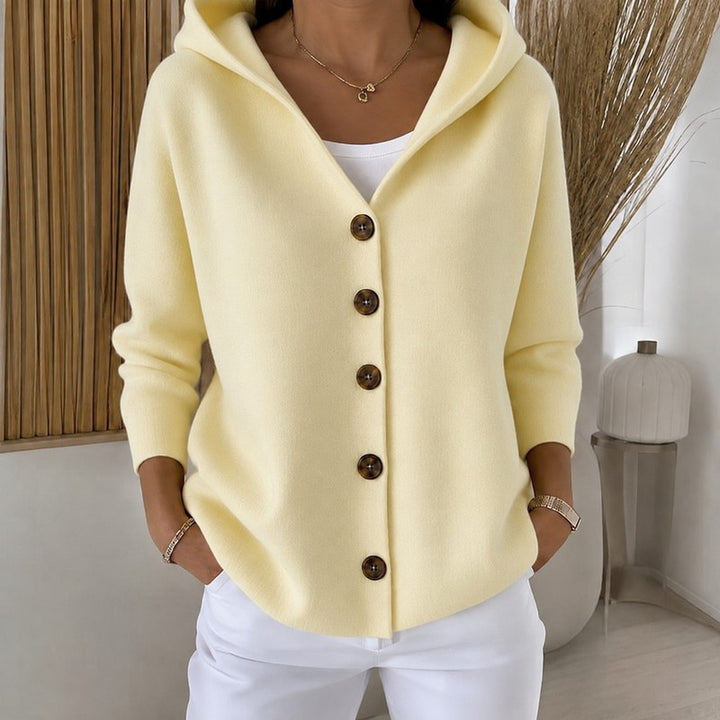 Women's Hooded Knit Cardigan - Button-Front