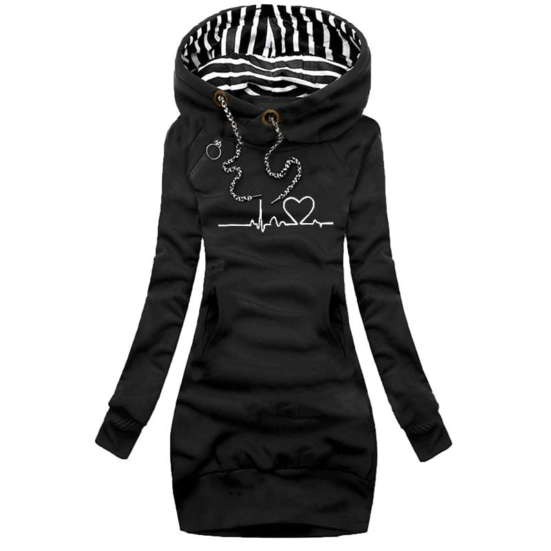 Women's Hoodie Dress - Slim Fit with Side Ruching