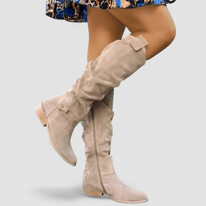 Women's Knee-High Boots - Pointed Toe with Side Zip