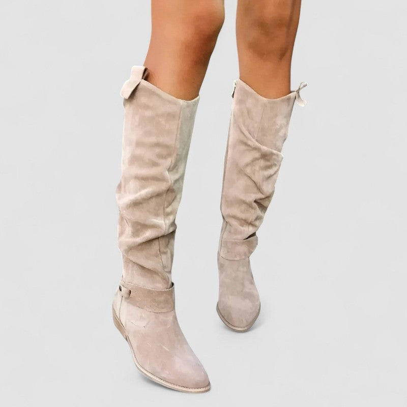 Women's Knee-High Boots - Pointed Toe with Side Zip