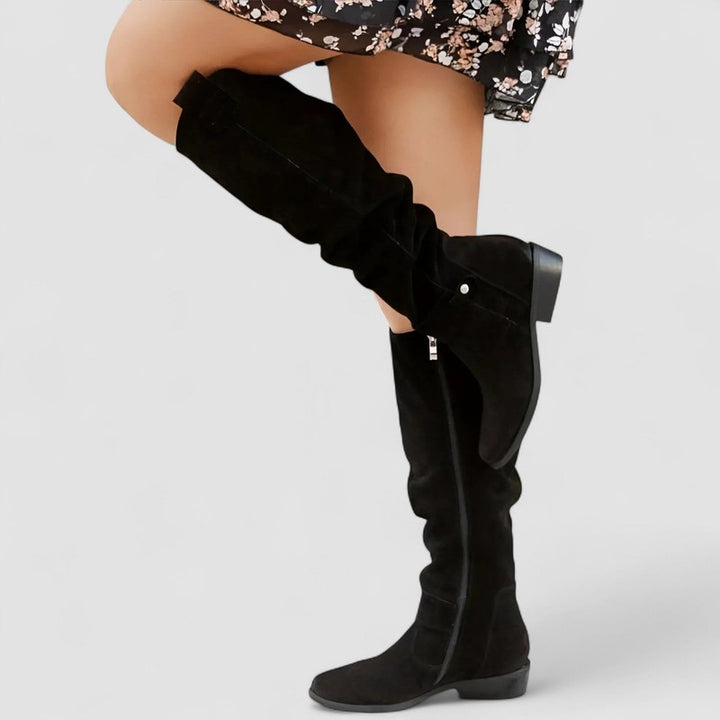 Women's Knee-High Boots - Pointed Toe with Side Zip