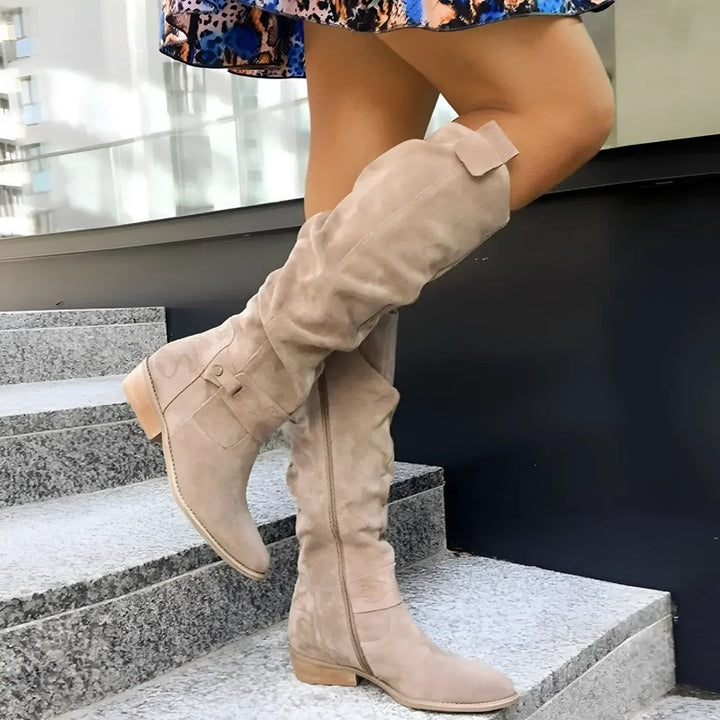 Women's Knee-High Slouchy Boots - Side Zip