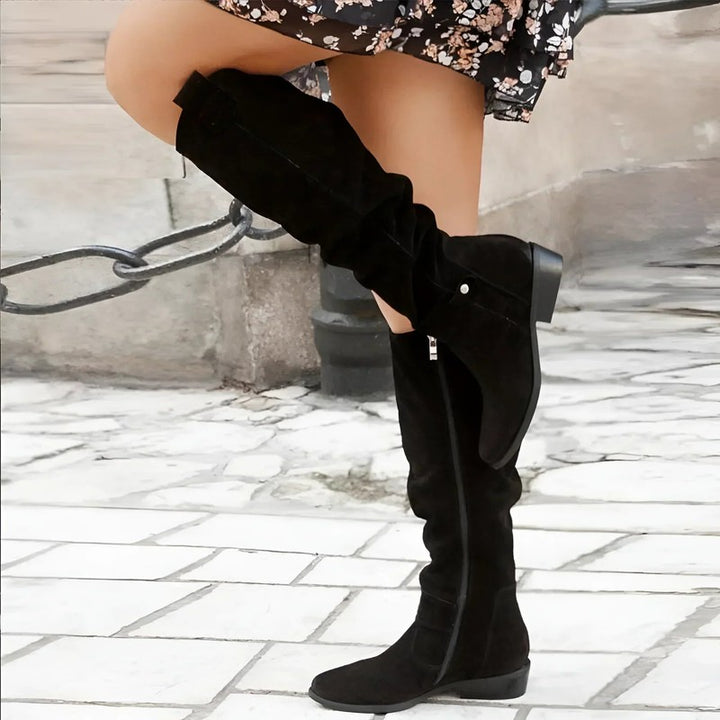Women's Knee-High Slouchy Boots - Side Zip