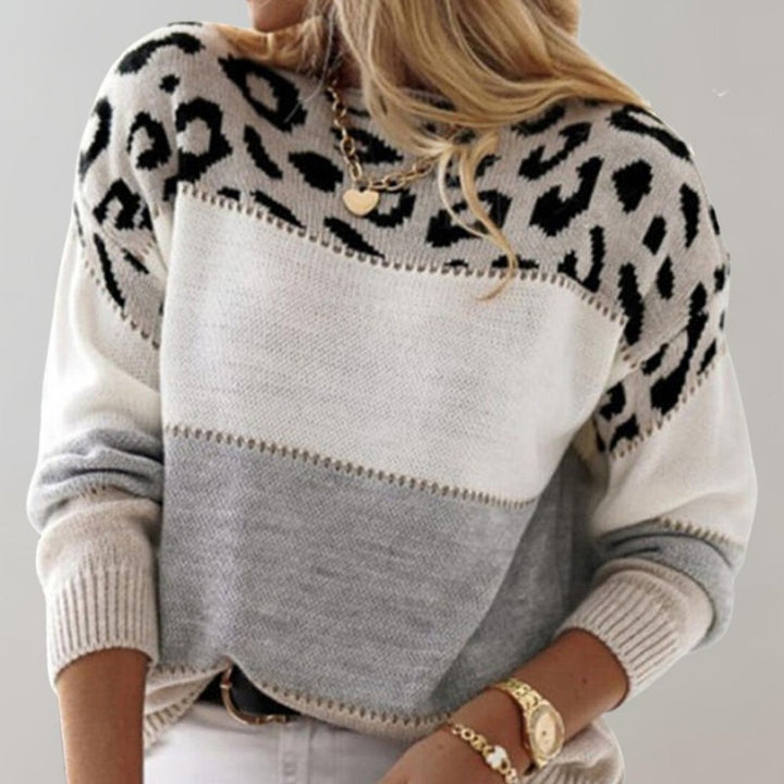 Women's Leopard Print Sweater - Colour Block