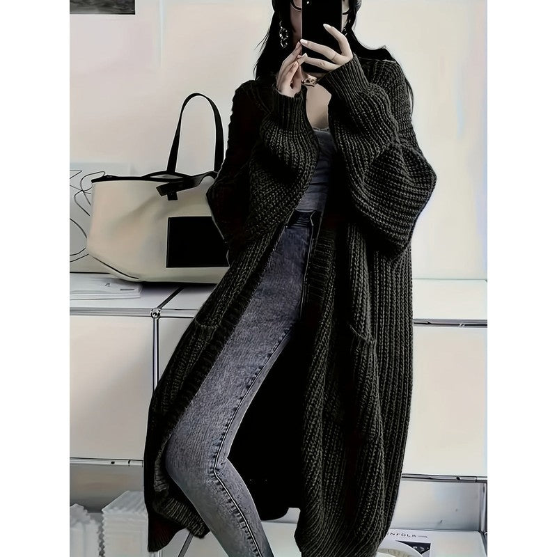Women's Long Knit Cardigan - Open Front