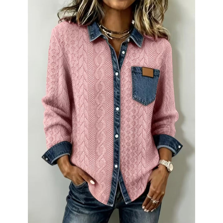 Women's Long-Sleeve Button-Front Shirt - Cable-Knit Texture