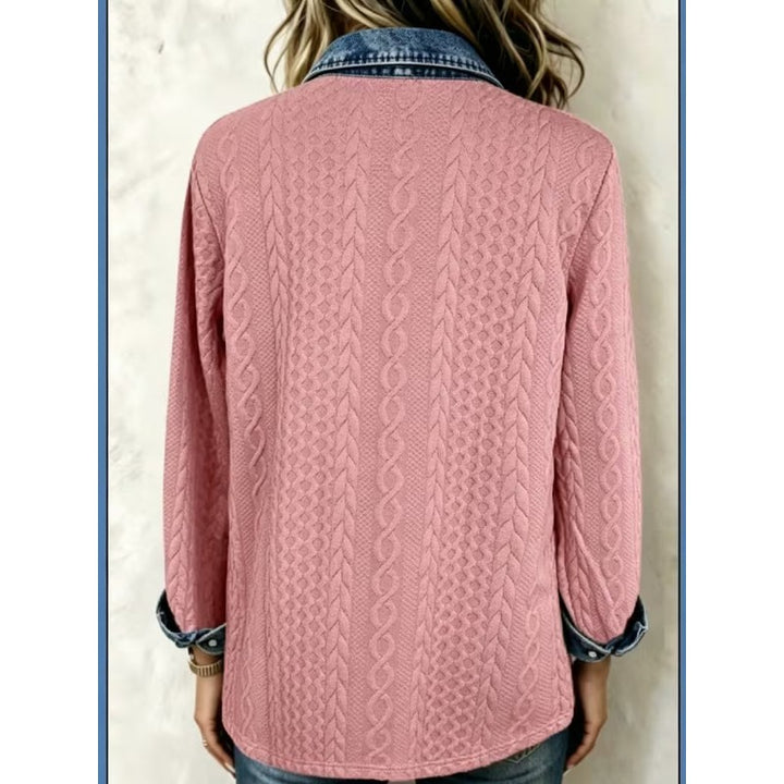 Women's Long-Sleeve Button-Front Shirt - Cable-Knit Texture