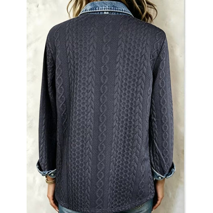 Women's Long-Sleeve Button-Front Shirt - Cable-Knit Texture