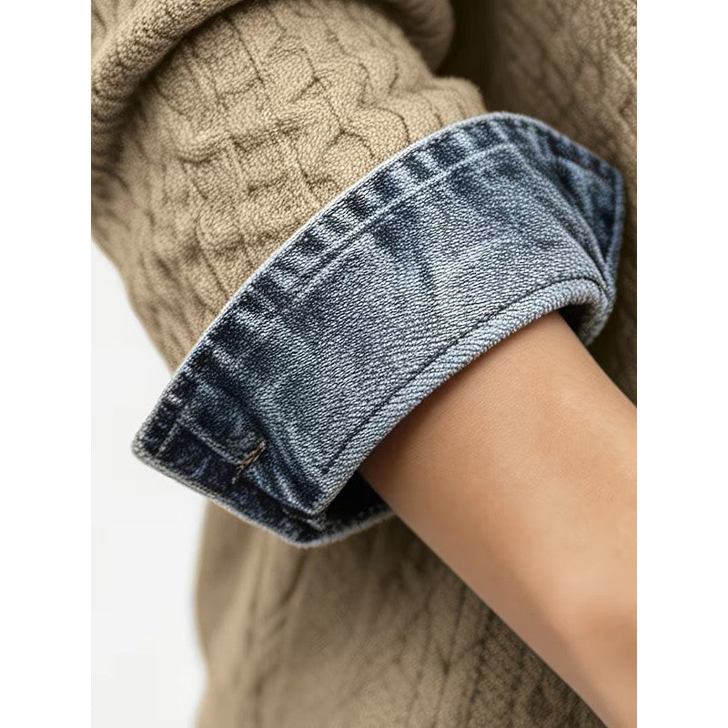 Women's Long-Sleeve Button-Front Shirt - Cable-Knit Texture