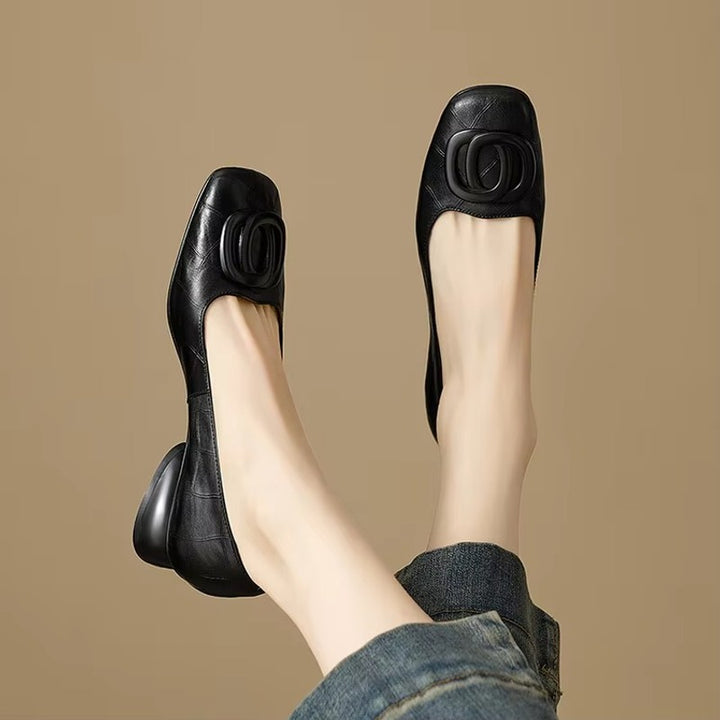 Women's Low-Heel Slip-On Pumps - Square-Toe