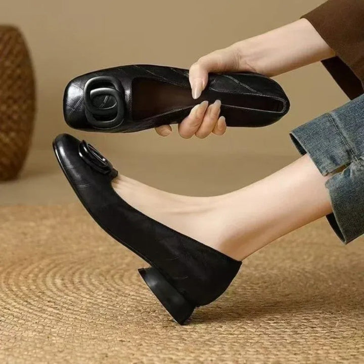 Women's Low-Heel Slip-On Pumps - Square-Toe