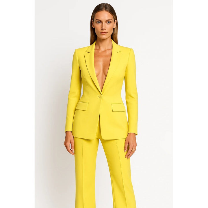 Women's Matching Blazer and Pants Set - Wide Leg