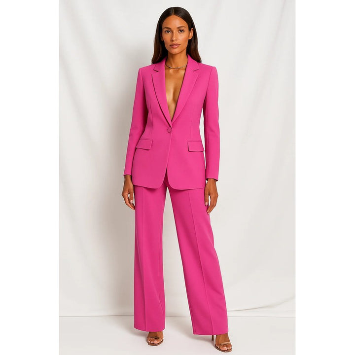 Women's Matching Blazer and Pants Set - Wide Leg