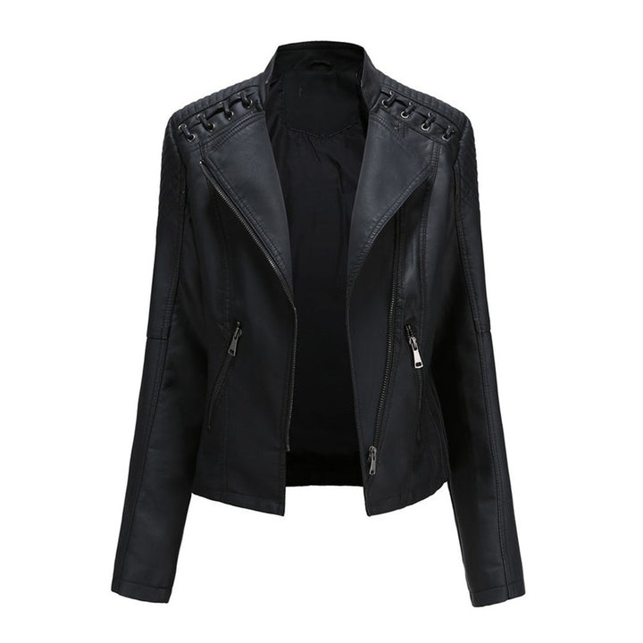Women's Moto Jacket - Asymmetrical Zip with Quilted Panels