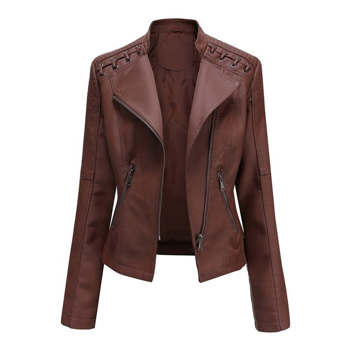 Women's Moto Jacket - Asymmetrical Zip with Quilted Panels