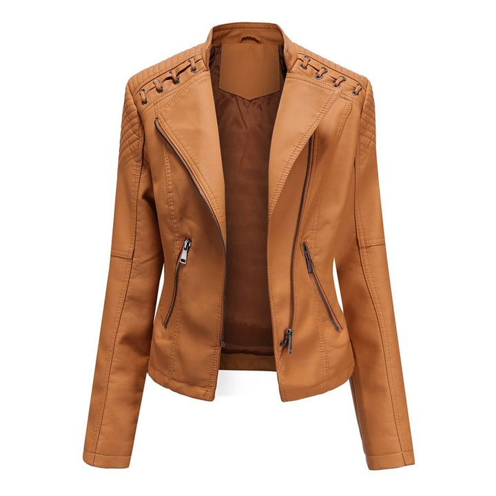 Women's Moto Jacket - Asymmetrical Zip with Quilted Panels