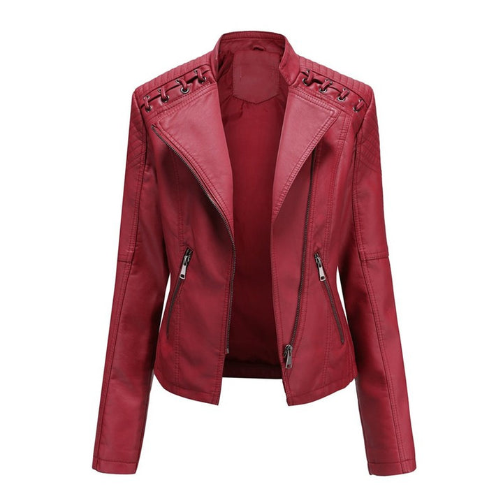 Women's Moto Jacket - Asymmetrical Zip with Quilted Panels