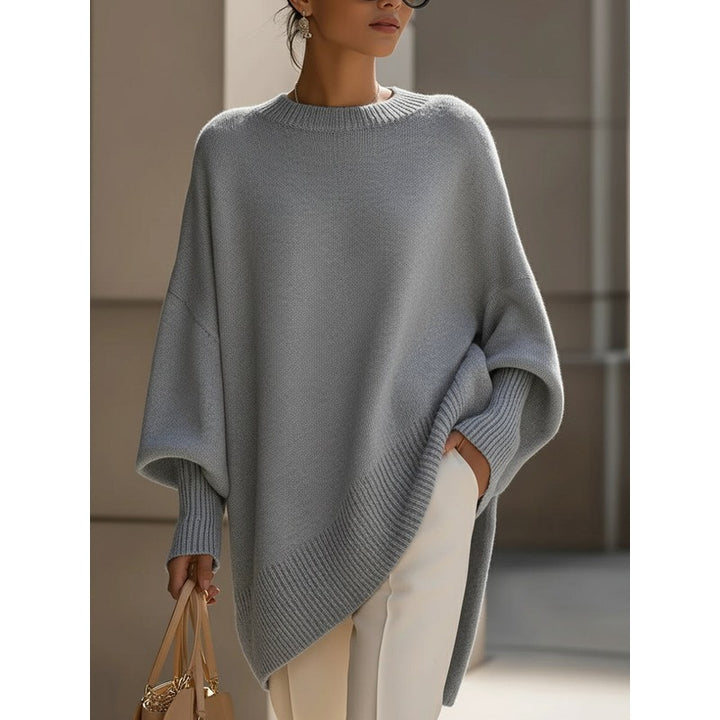 Women's Oversize Knit Sweater - Batwing Sleeves