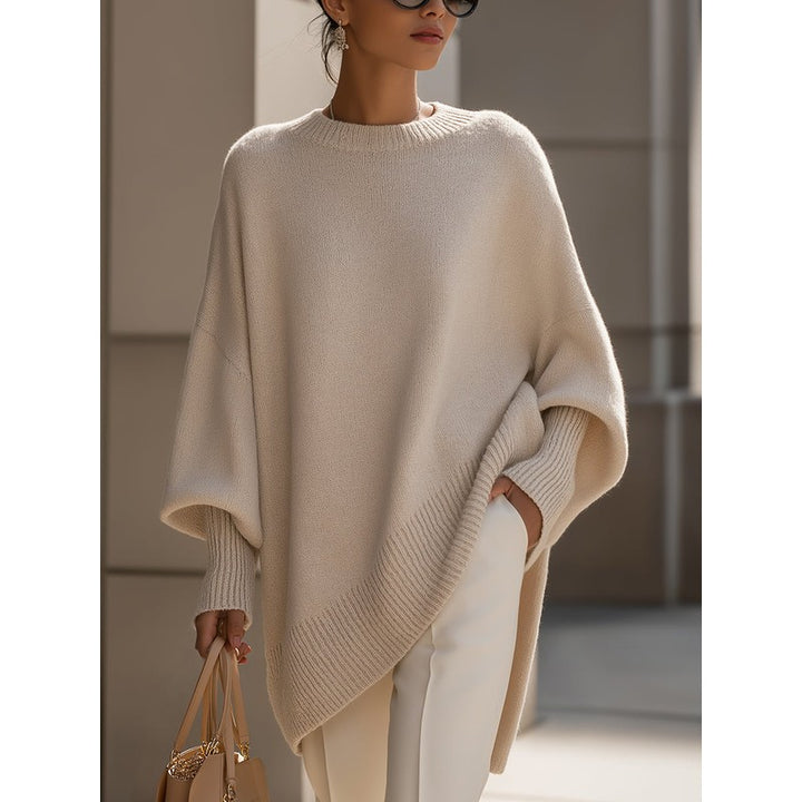 Women's Oversize Knit Sweater - Batwing Sleeves