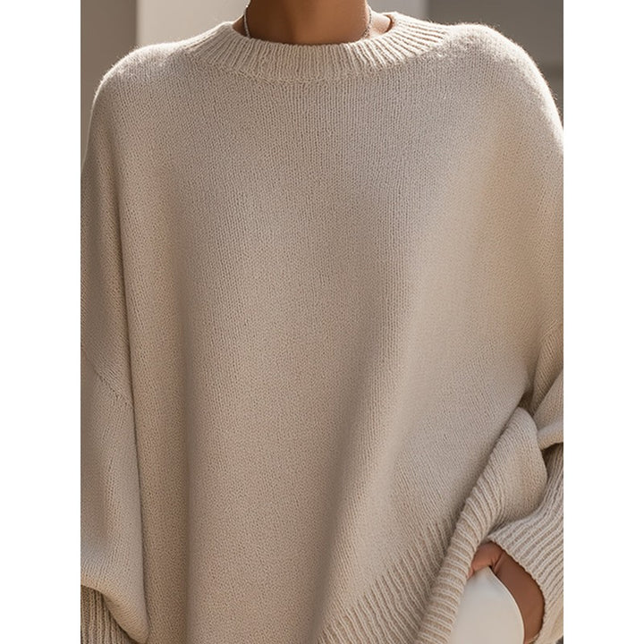 Women's Oversize Knit Sweater - Batwing Sleeves