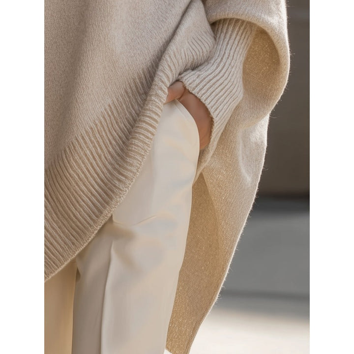Women's Oversize Knit Sweater - Batwing Sleeves