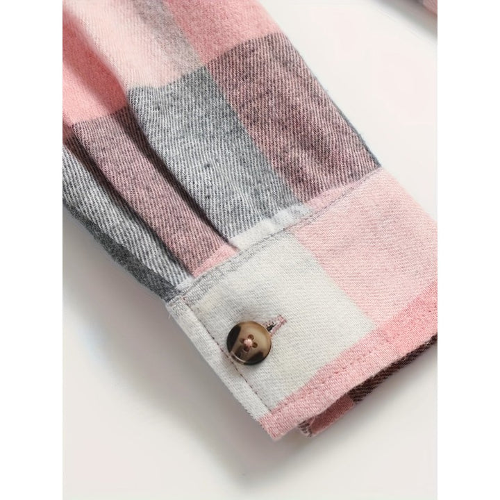 Women's Oversized Button-Up Shirt - Plaid Print