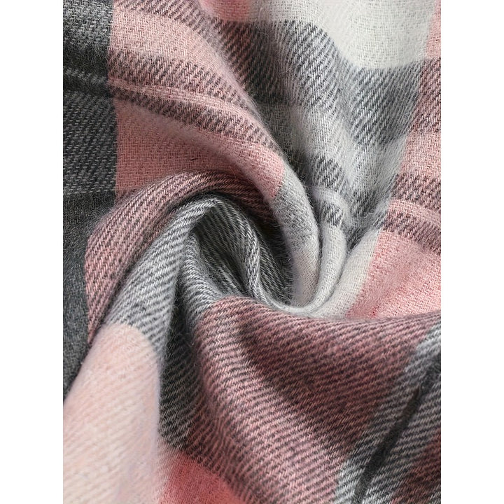 Women's Oversized Button-Up Shirt - Plaid Print