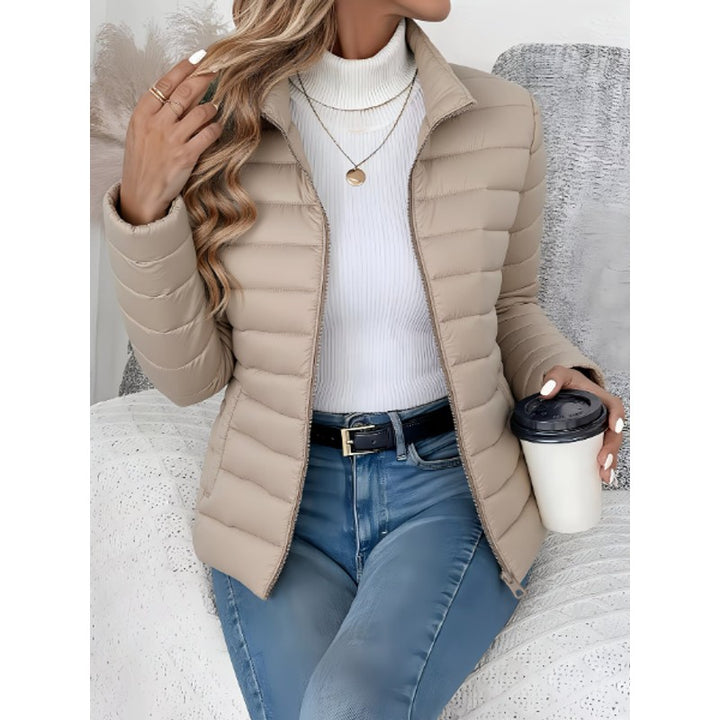 Women's Quilted Puffer Jacket - High Stand Collar