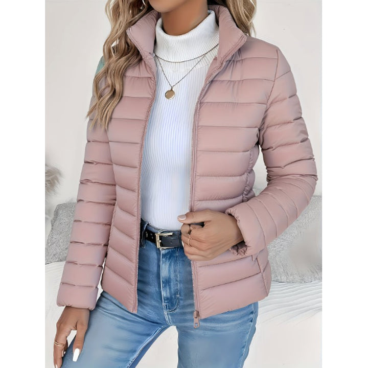 Women's Quilted Puffer Jacket - High Stand Collar