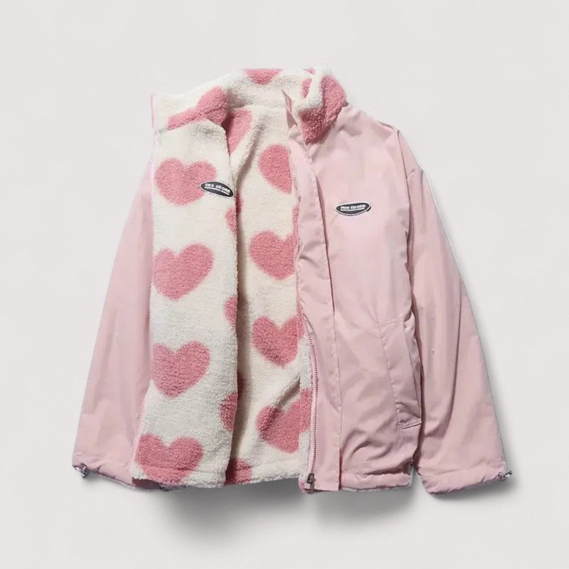 Women's Reversible Jacket - Stand Collar with Front Pockets