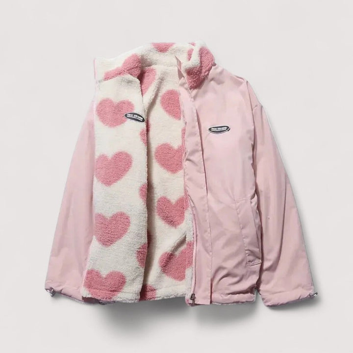 Women's Reversible Jacket - Stand Collar with Front Pockets