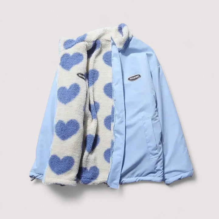 Women's Reversible Jacket - Stand Collar with Front Pockets