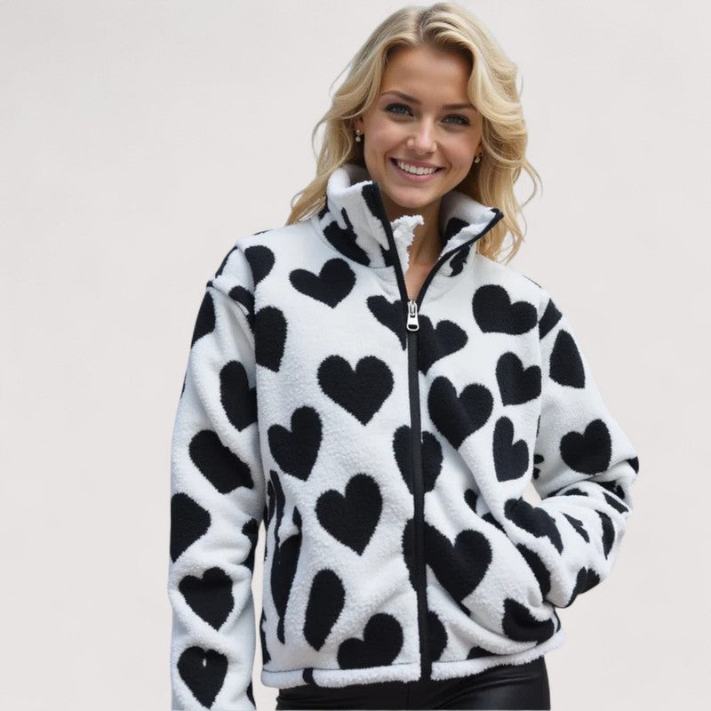 Women's Reversible Jacket - Stand Collar with Front Pockets