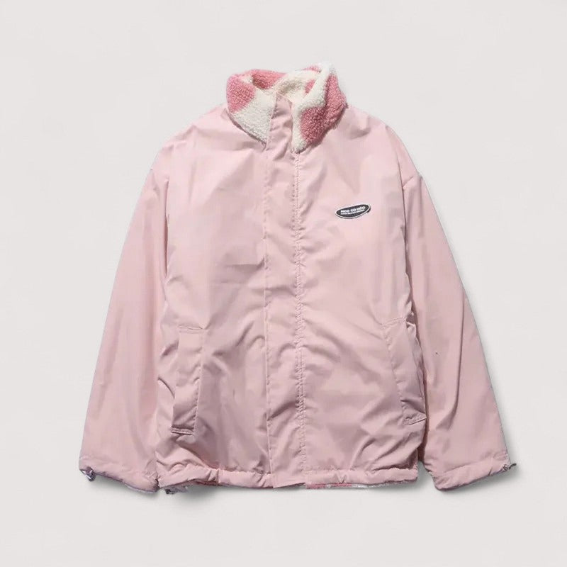 Women's Reversible Jacket - Stand Collar with Front Pockets