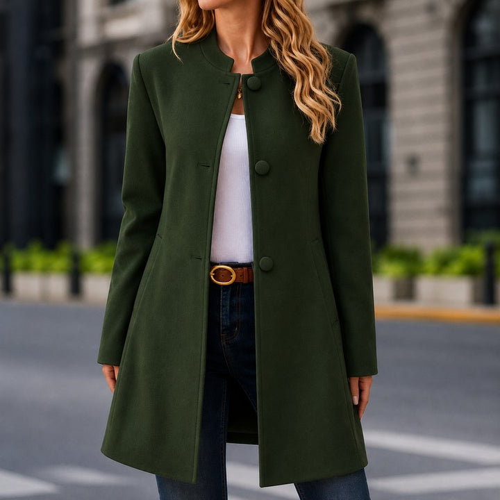 Women's Single-Breasted Coat - Stand Collar