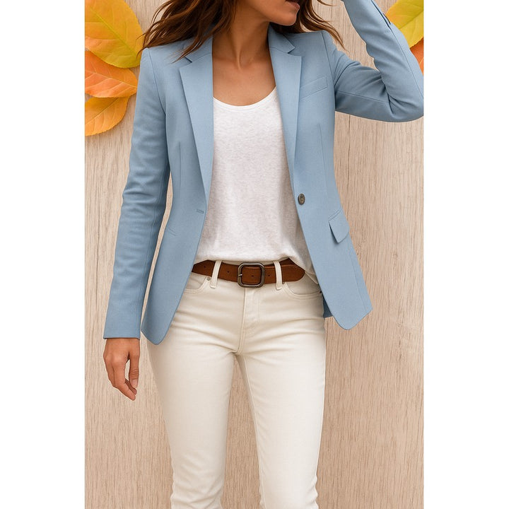 Women's Single Button Blazer - Slim Fit Long Sleeve