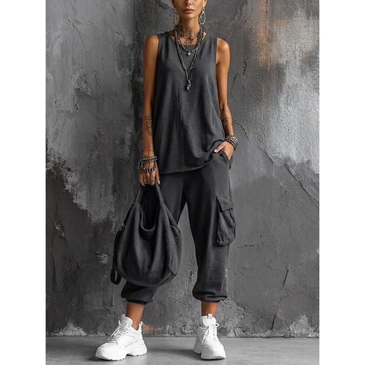 Women's Sleeveless Top and Wide Leg Pants Set