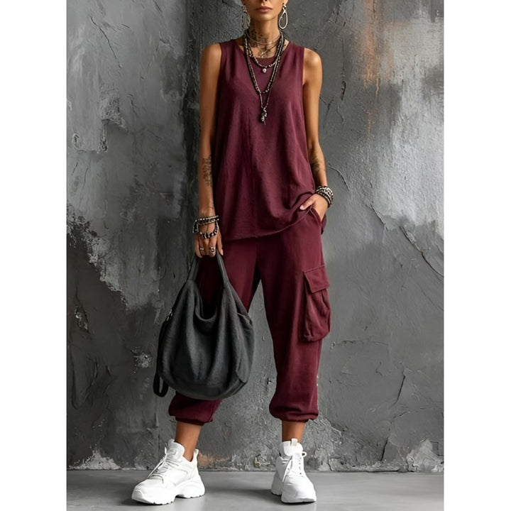 Women's Sleeveless Top and Wide Leg Pants Set