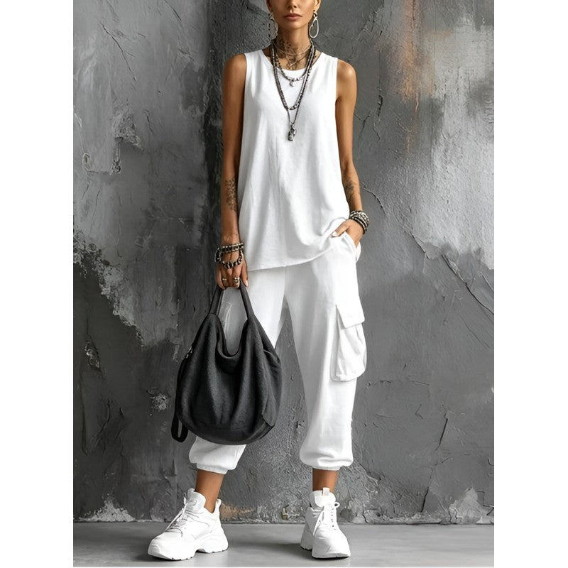Women's Sleeveless Top and Wide Leg Pants Set