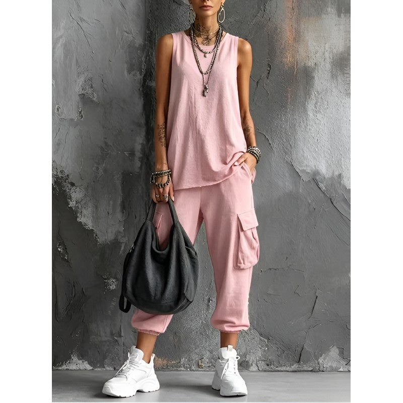 Women's Sleeveless Top and Wide Leg Pants Set