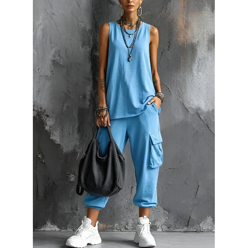 Women's Sleeveless Top and Wide Leg Pants Set