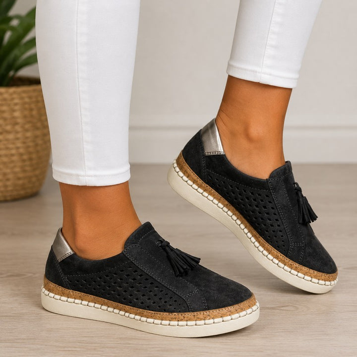 Women's Slip-On Loafers - Tassel Detail